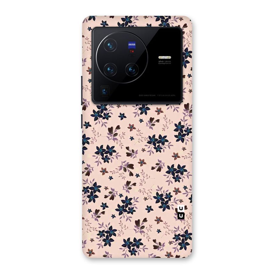 Blue Peach Floral Back Case for Vivo X80 Pro