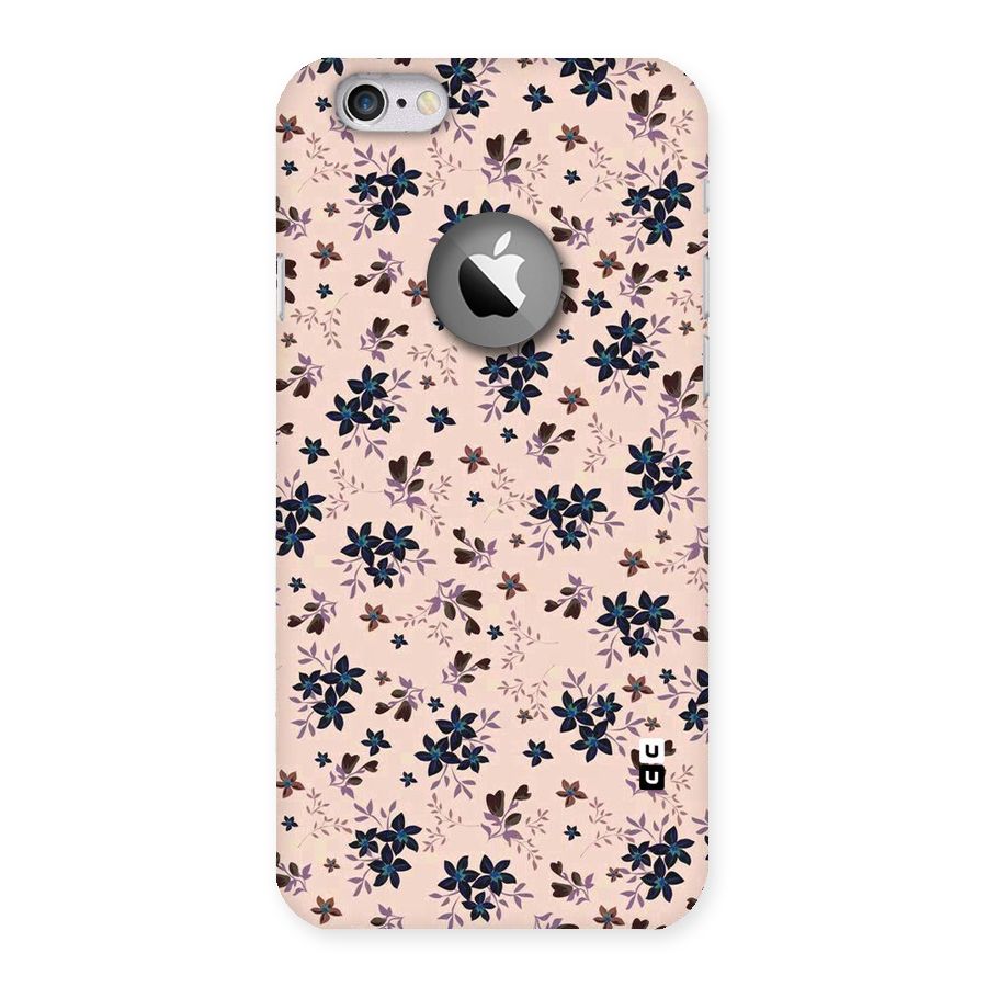 Blue Peach Floral Back Case for iPhone 6 Logo Cut