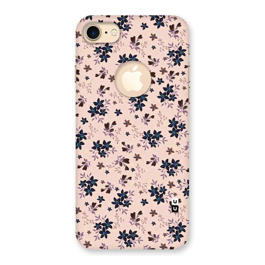 Blue Peach Floral Back Case for iPhone 7 Logo Cut