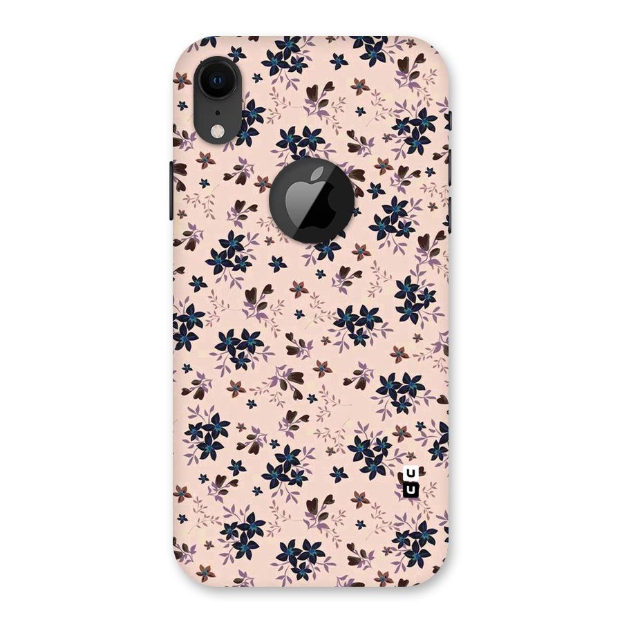 Blue Peach Floral Back Case for iPhone XR Logo Cut