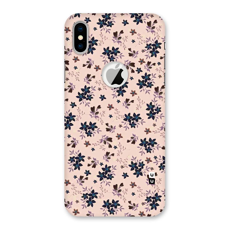 Blue Peach Floral Back Case for iPhone X Logo Cut