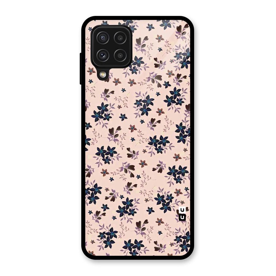 Blue Peach Floral Glass Back Case for Galaxy A22 4G