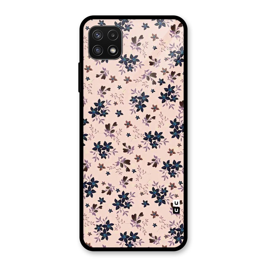 Blue Peach Floral Glass Back Case for Galaxy A22 5G