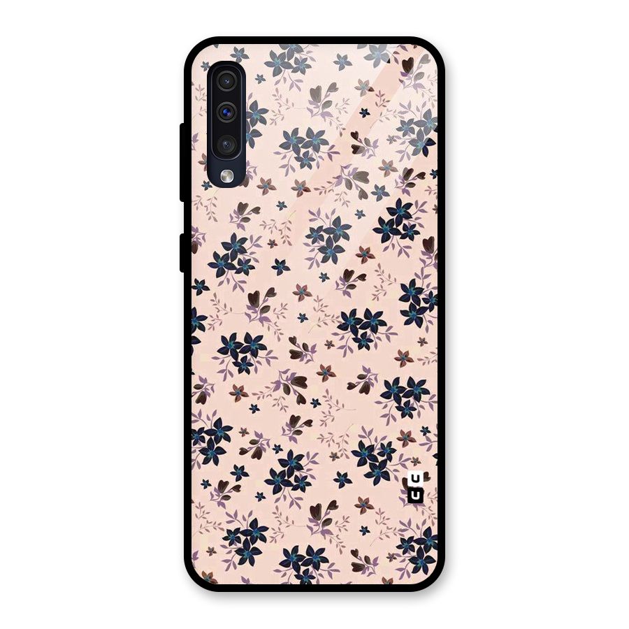 Blue Peach Floral Glass Back Case for Galaxy A50