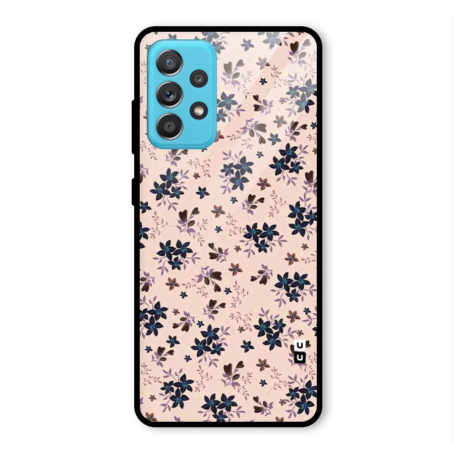 Blue Peach Floral Glass Back Case for Galaxy A52