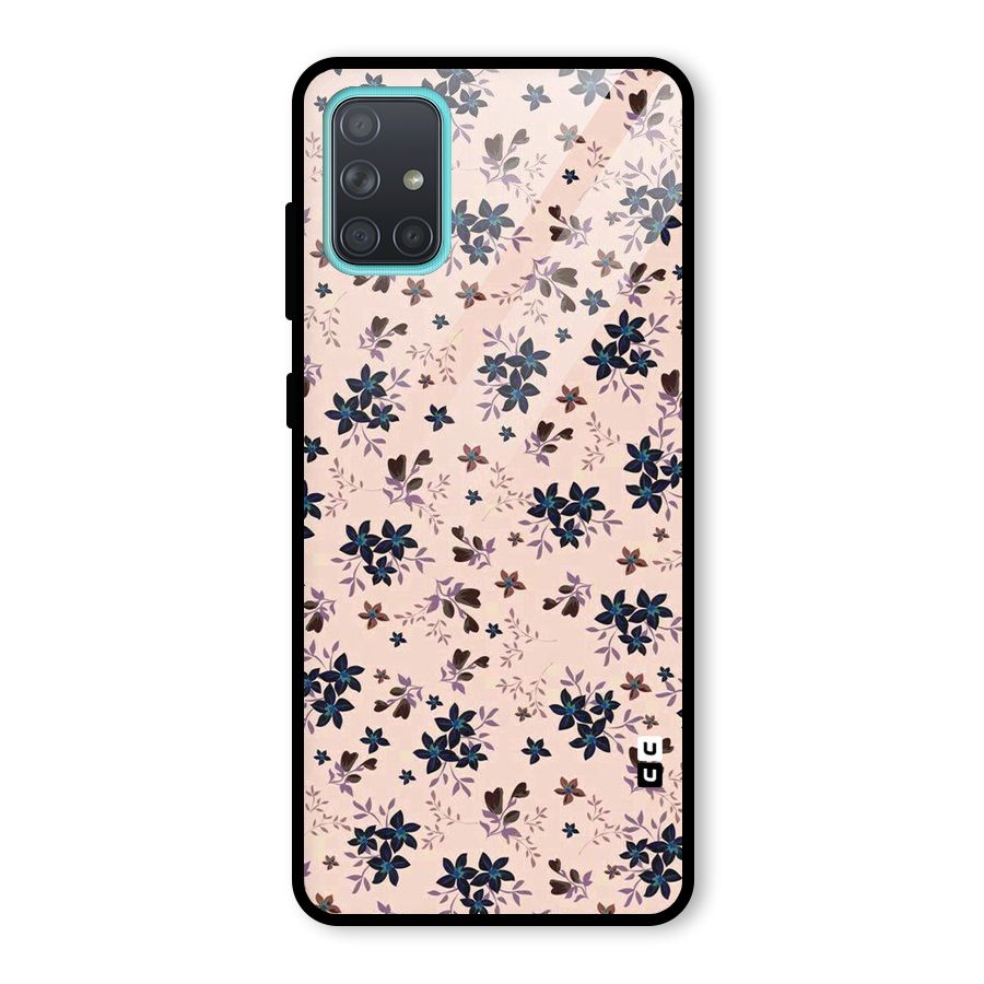 Blue Peach Floral Glass Back Case for Galaxy A71