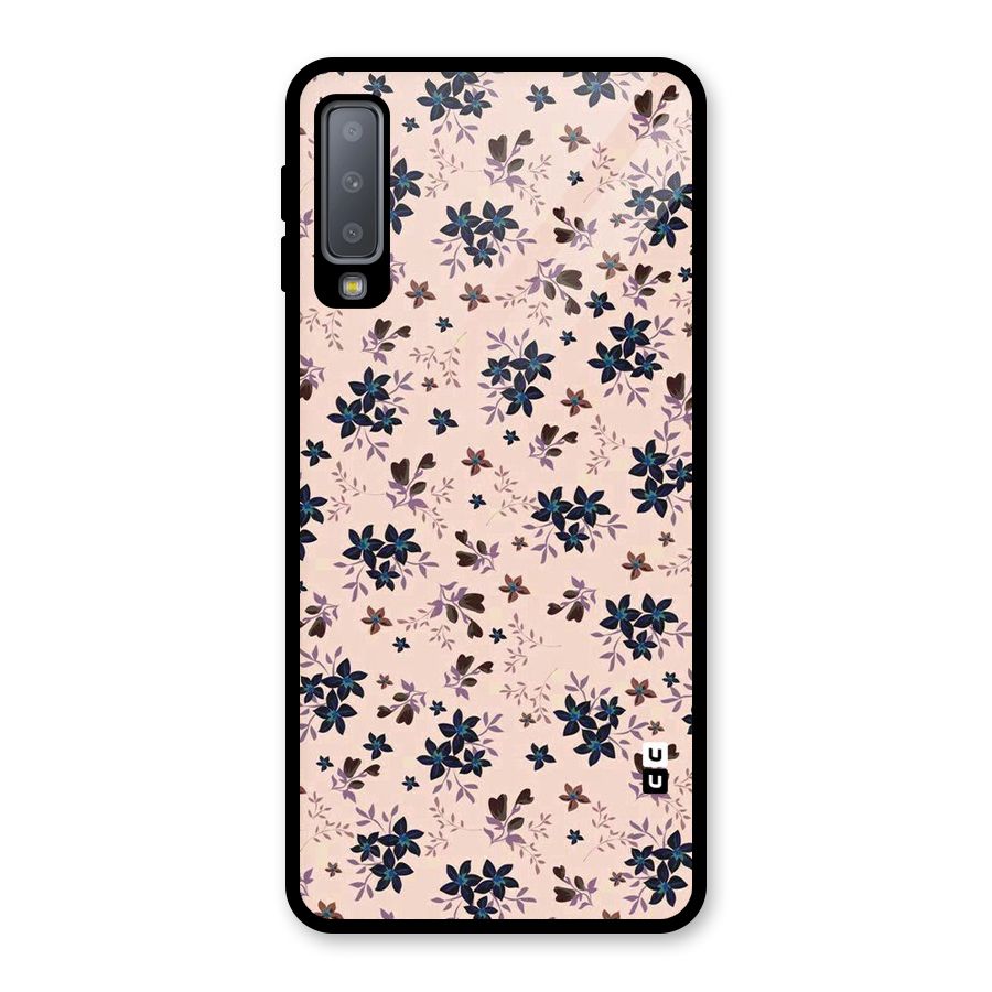 Blue Peach Floral Glass Back Case for Galaxy A7 (2018)