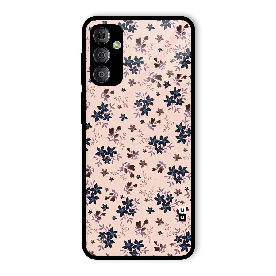Blue Peach Floral Glass Back Case for Galaxy F23