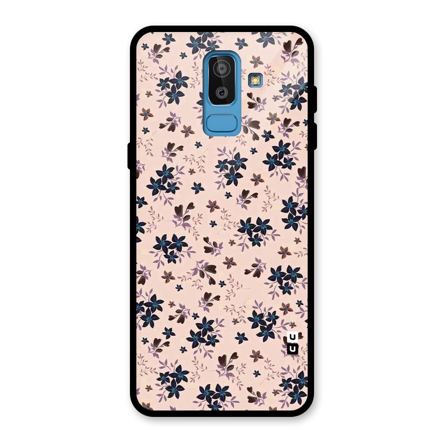 Blue Peach Floral Glass Back Case for Galaxy J8