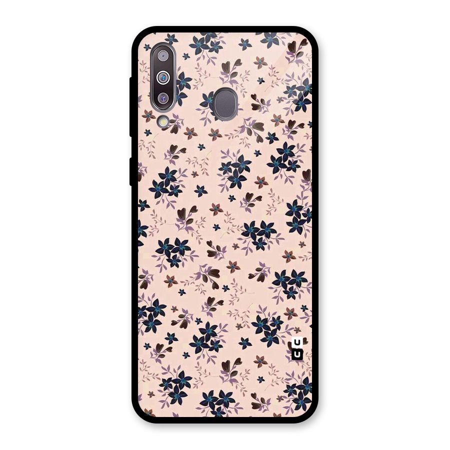 Blue Peach Floral Glass Back Case for Galaxy M30