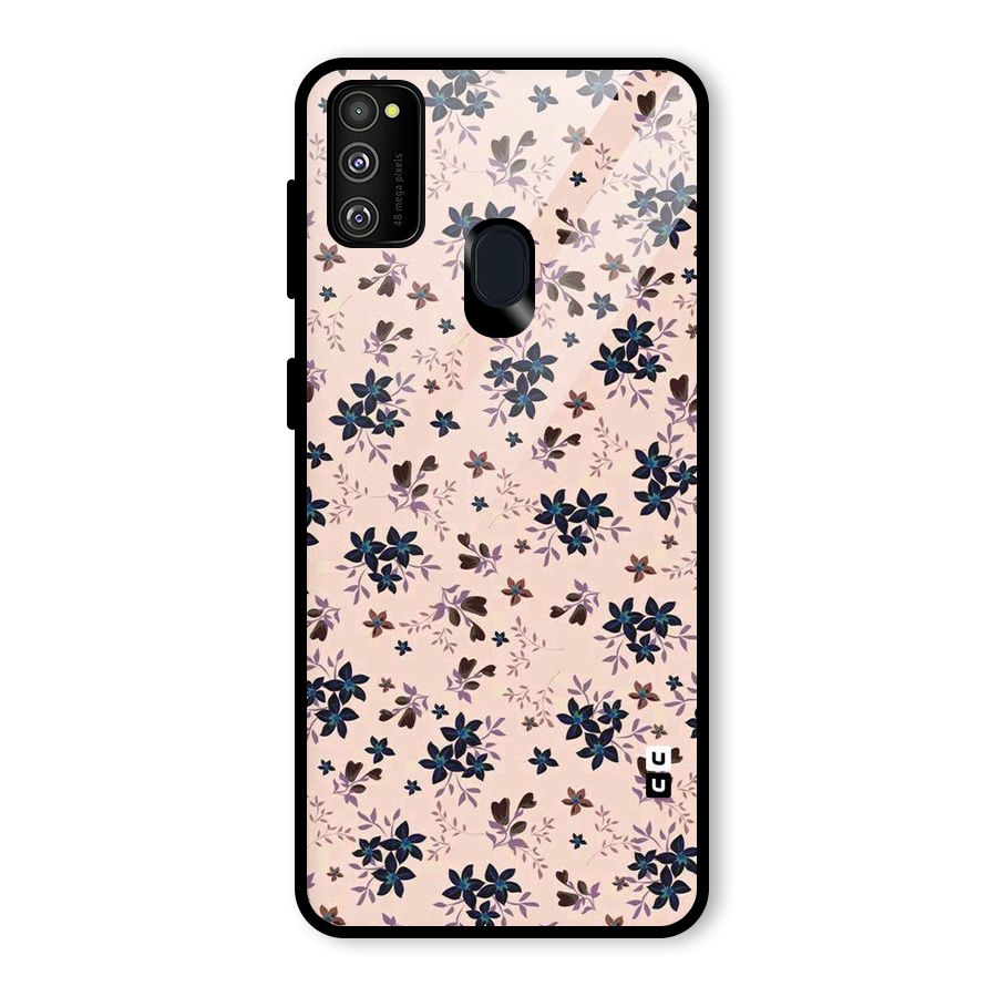 Blue Peach Floral Glass Back Case for Galaxy M30s
