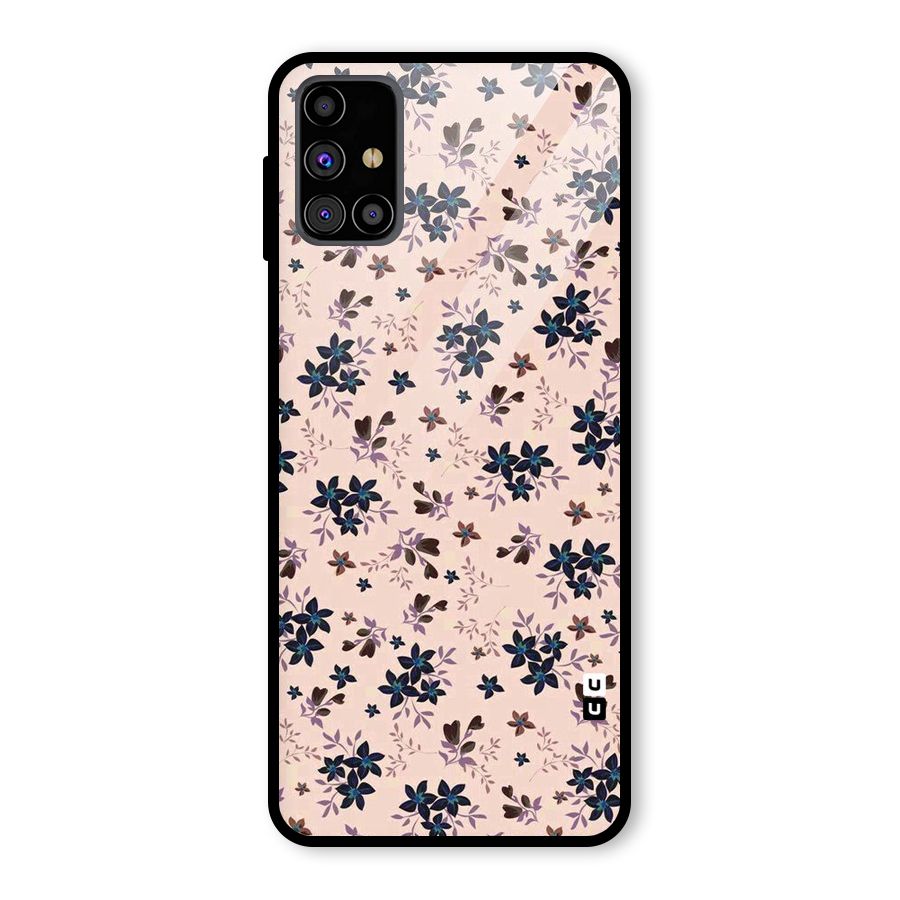 Blue Peach Floral Glass Back Case for Galaxy M31s