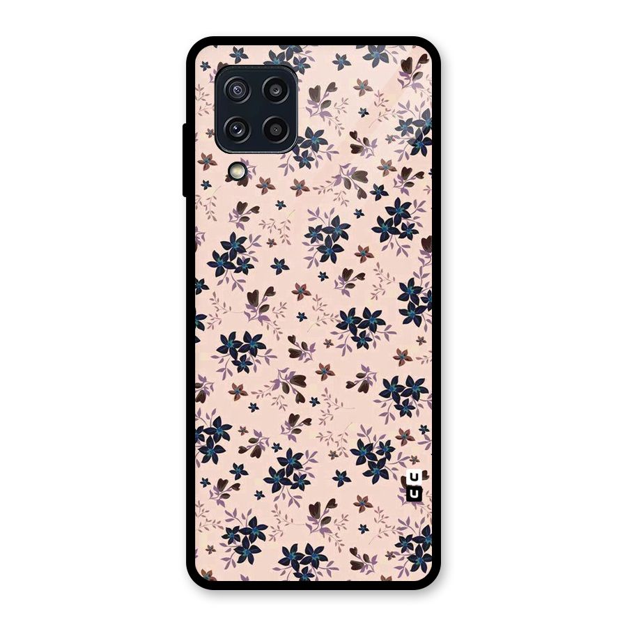 Blue Peach Floral Glass Back Case for Galaxy M32
