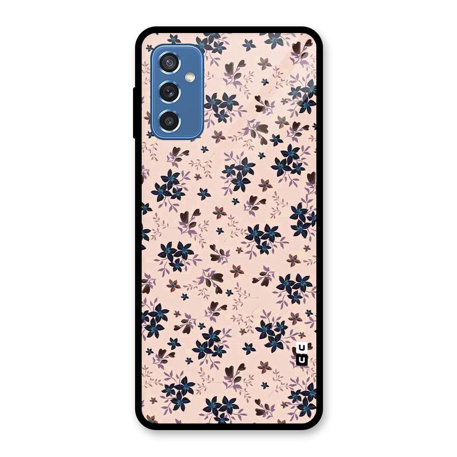 Blue Peach Floral Glass Back Case for Galaxy M52 5G