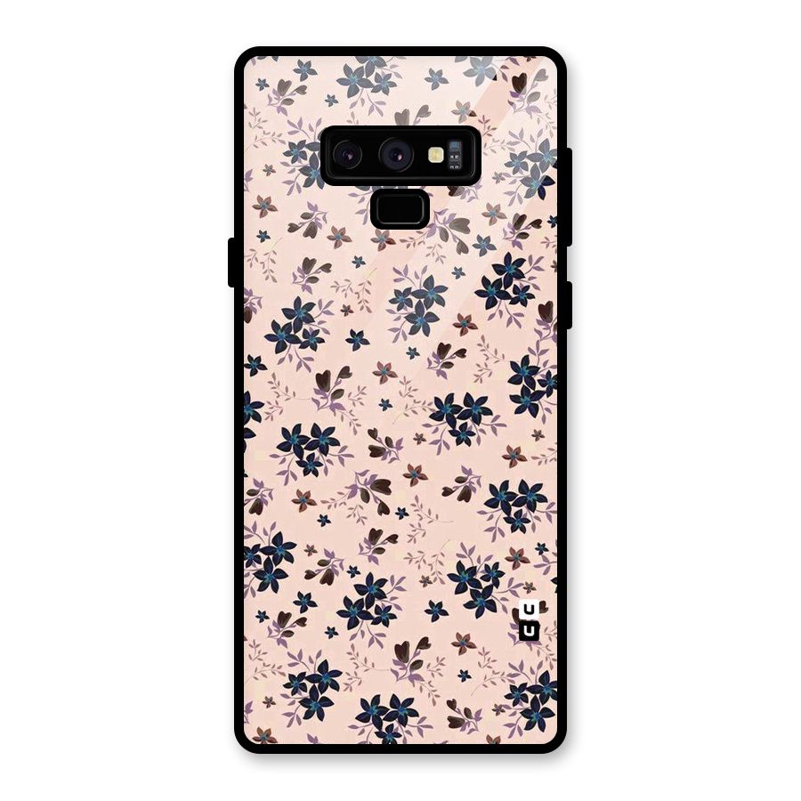 Blue Peach Floral Glass Back Case for Galaxy Note 9