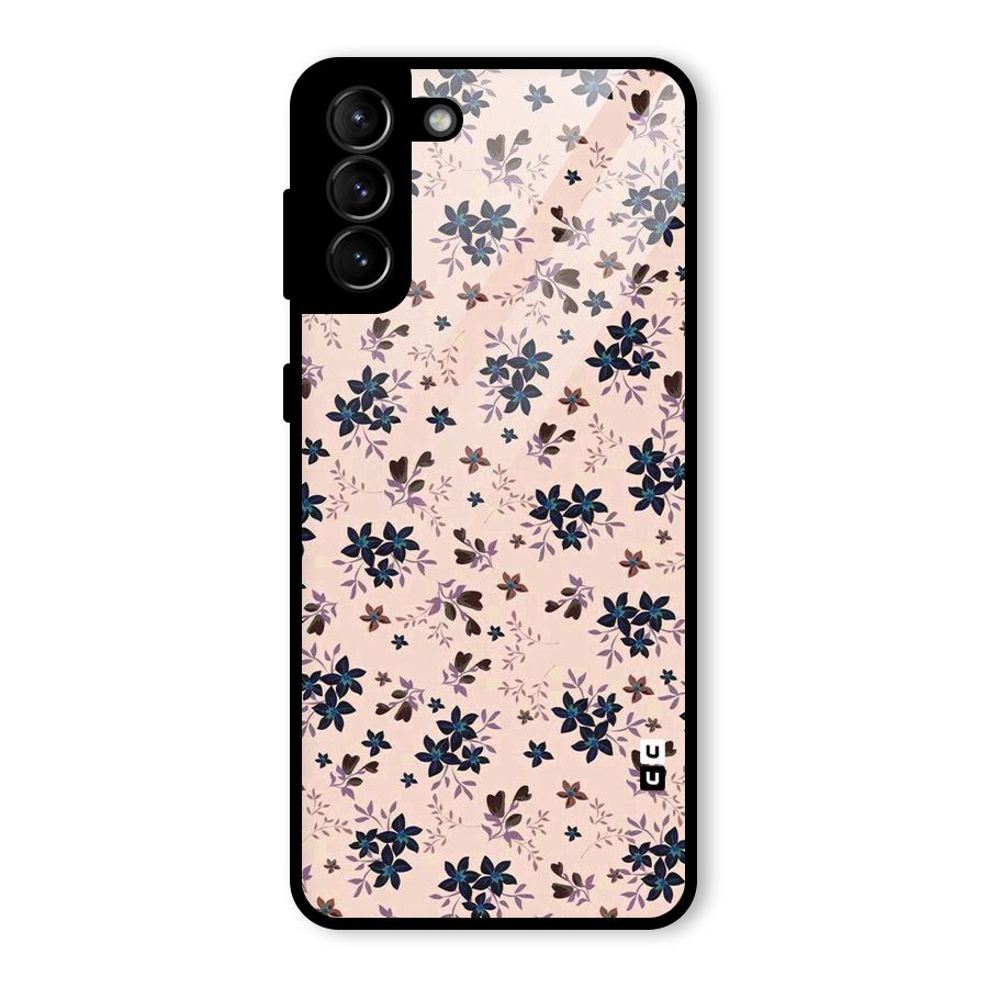 Blue Peach Floral Glass Back Case for Galaxy S21 Plus