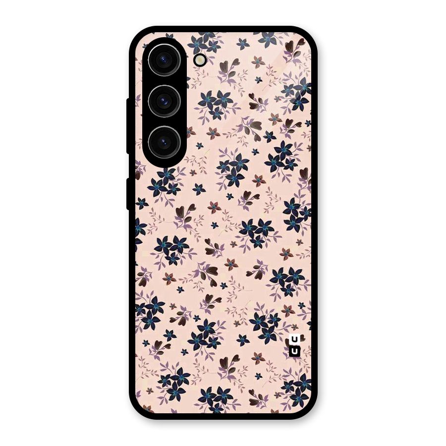Blue Peach Floral Glass Back Case for Galaxy S23