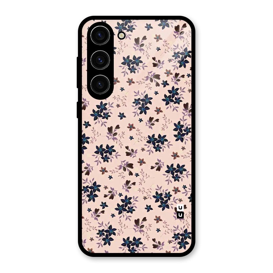 Blue Peach Floral Glass Back Case for Galaxy S23 Plus