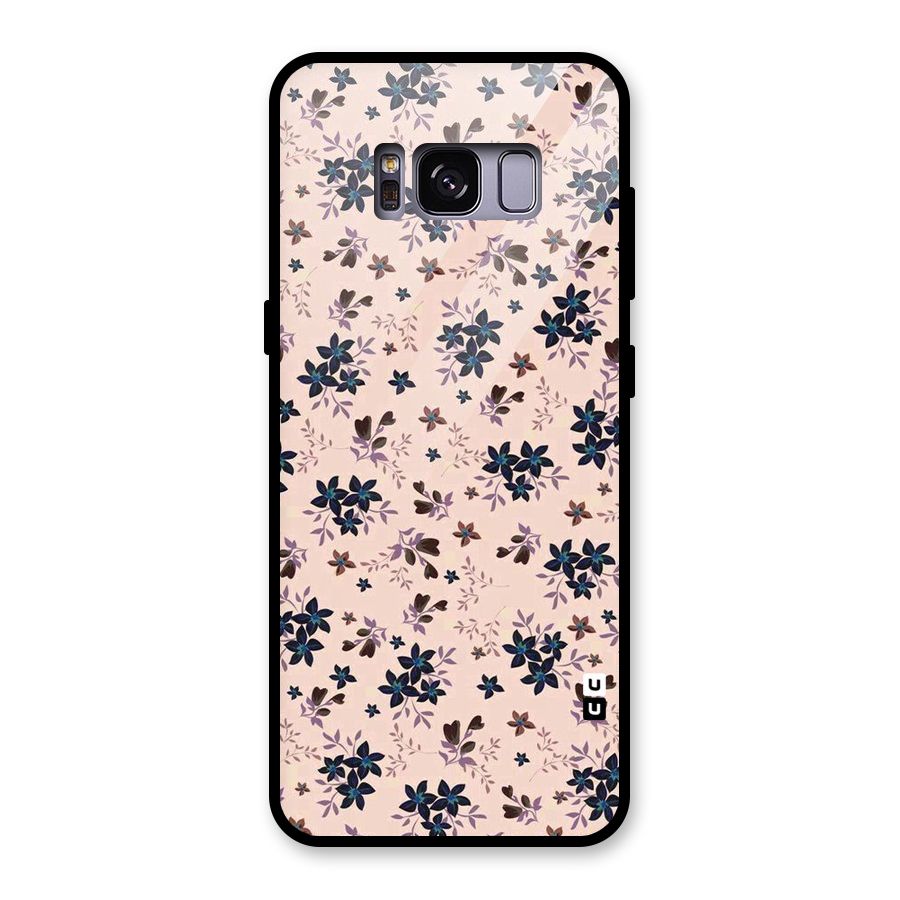 Blue Peach Floral Glass Back Case for Galaxy S8