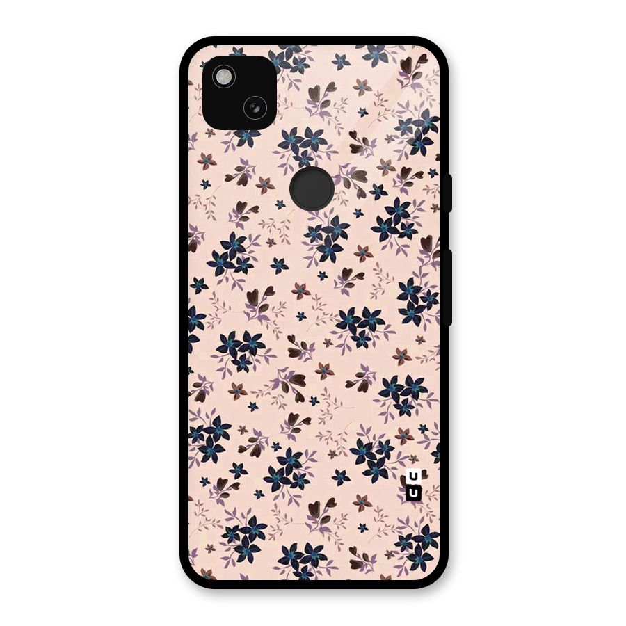 Blue Peach Floral Glass Back Case for Google Pixel 4a