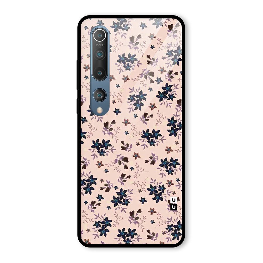 Blue Peach Floral Glass Back Case for Mi 10