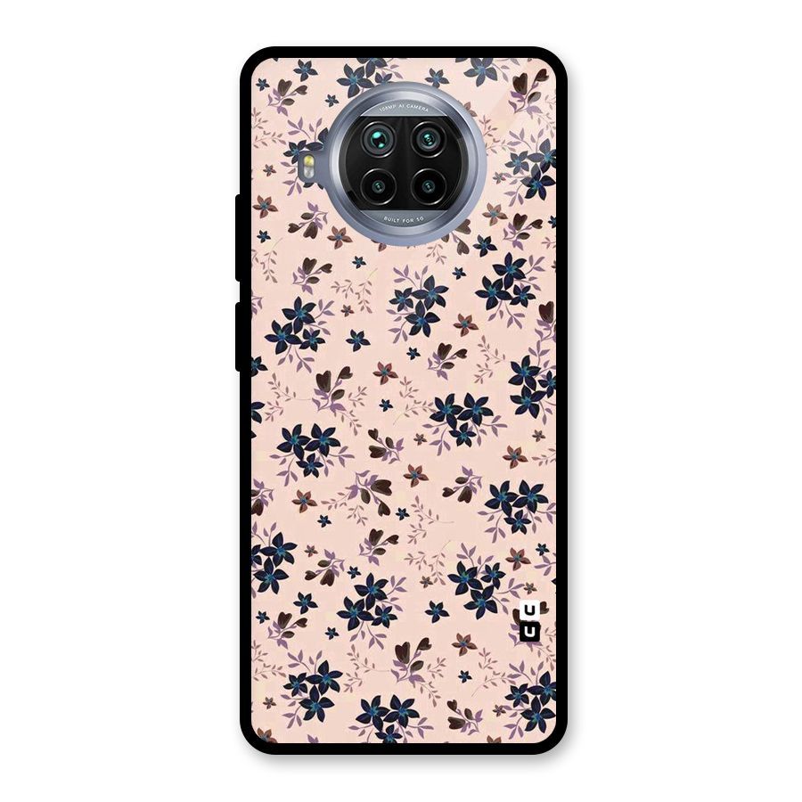 Blue Peach Floral Glass Back Case for Mi 10i
