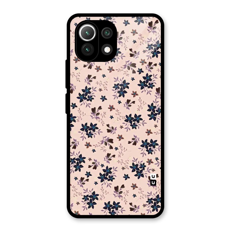 Blue Peach Floral Glass Back Case for Mi 11 Lite NE 5G