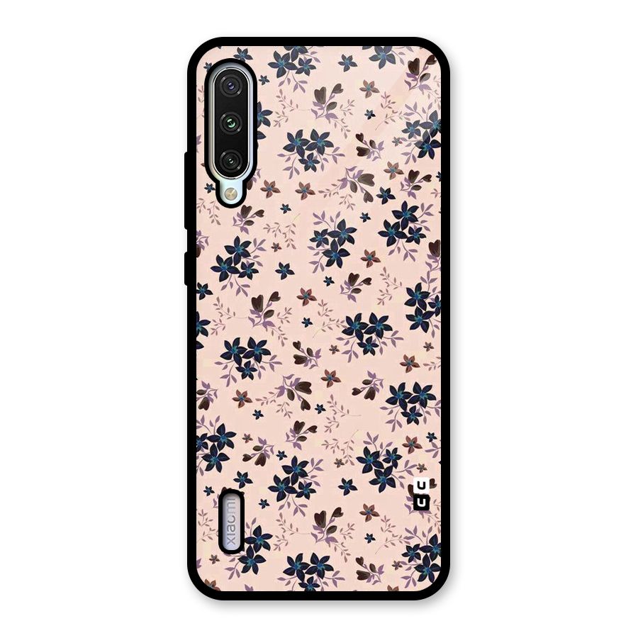 Blue Peach Floral Glass Back Case for Mi A3
