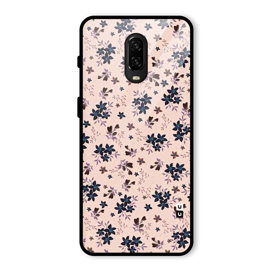 Blue Peach Floral Glass Back Case for OnePlus 6T