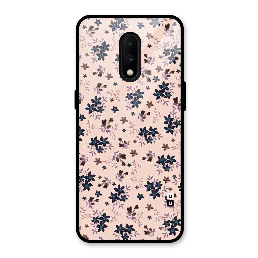 Blue Peach Floral Glass Back Case for OnePlus 7