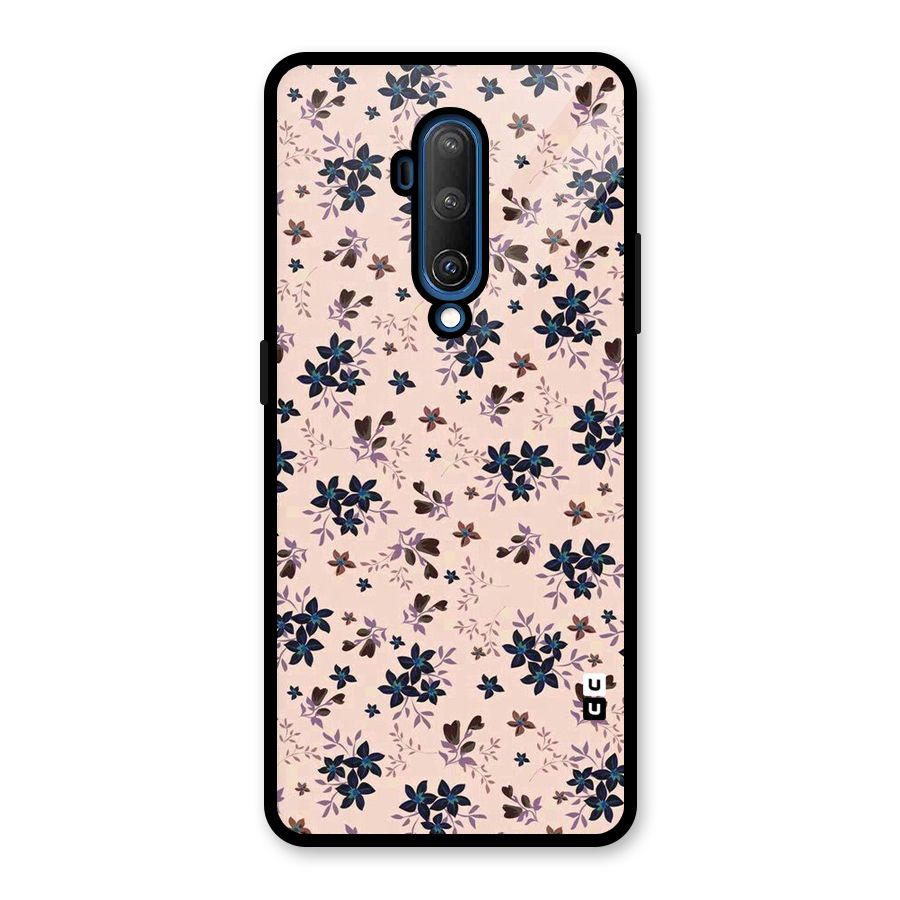 Blue Peach Floral Glass Back Case for OnePlus 7T Pro