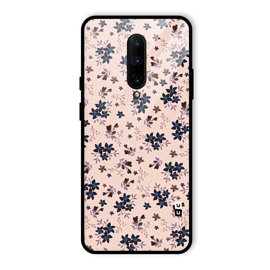 Blue Peach Floral Glass Back Case for OnePlus 7 Pro