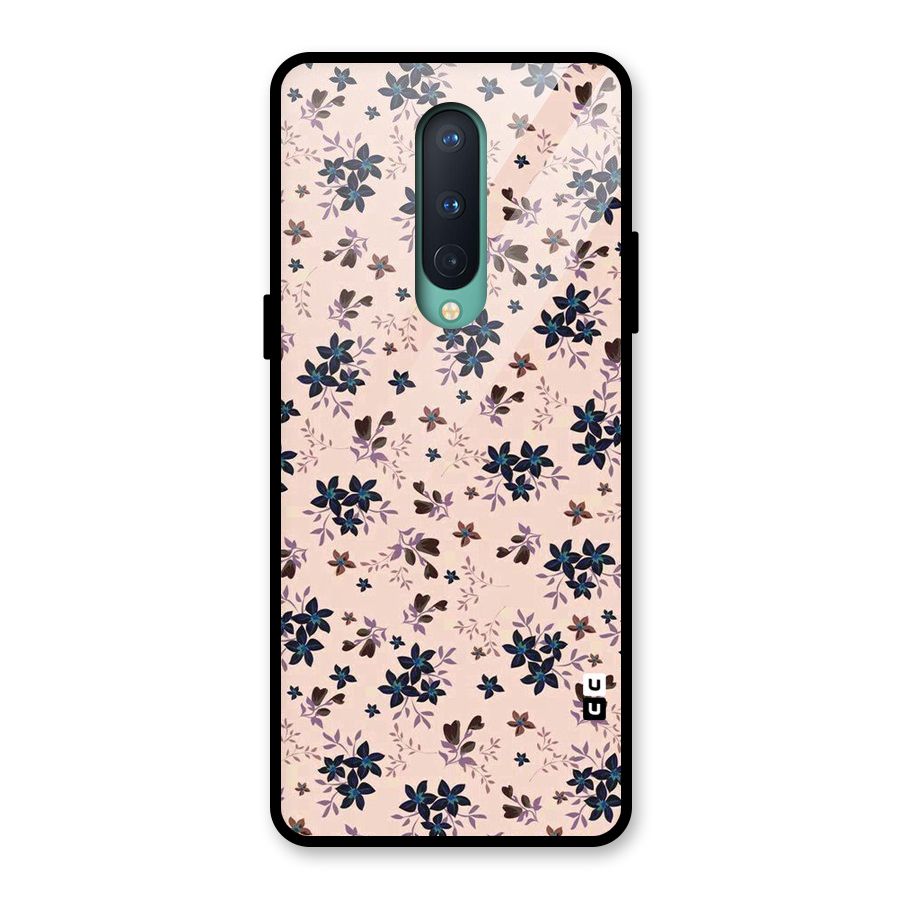 Blue Peach Floral Glass Back Case for OnePlus 8