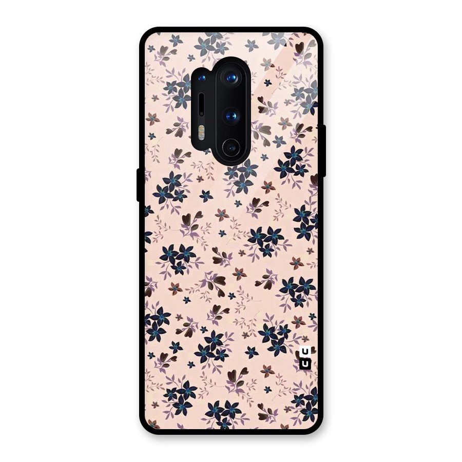 Blue Peach Floral Glass Back Case for OnePlus 8 Pro