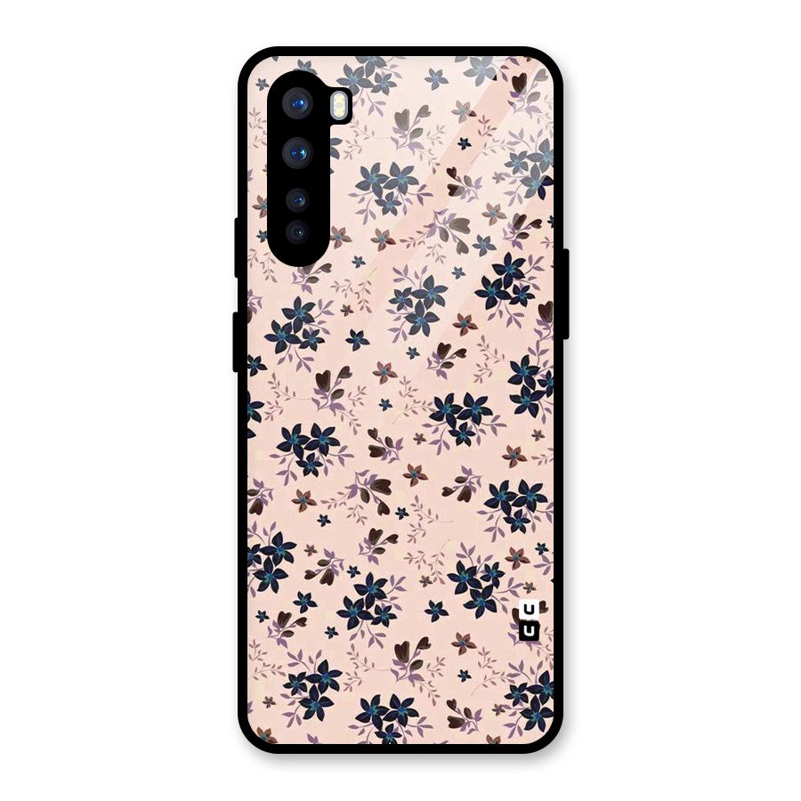 Blue Peach Floral Glass Back Case for OnePlus Nord