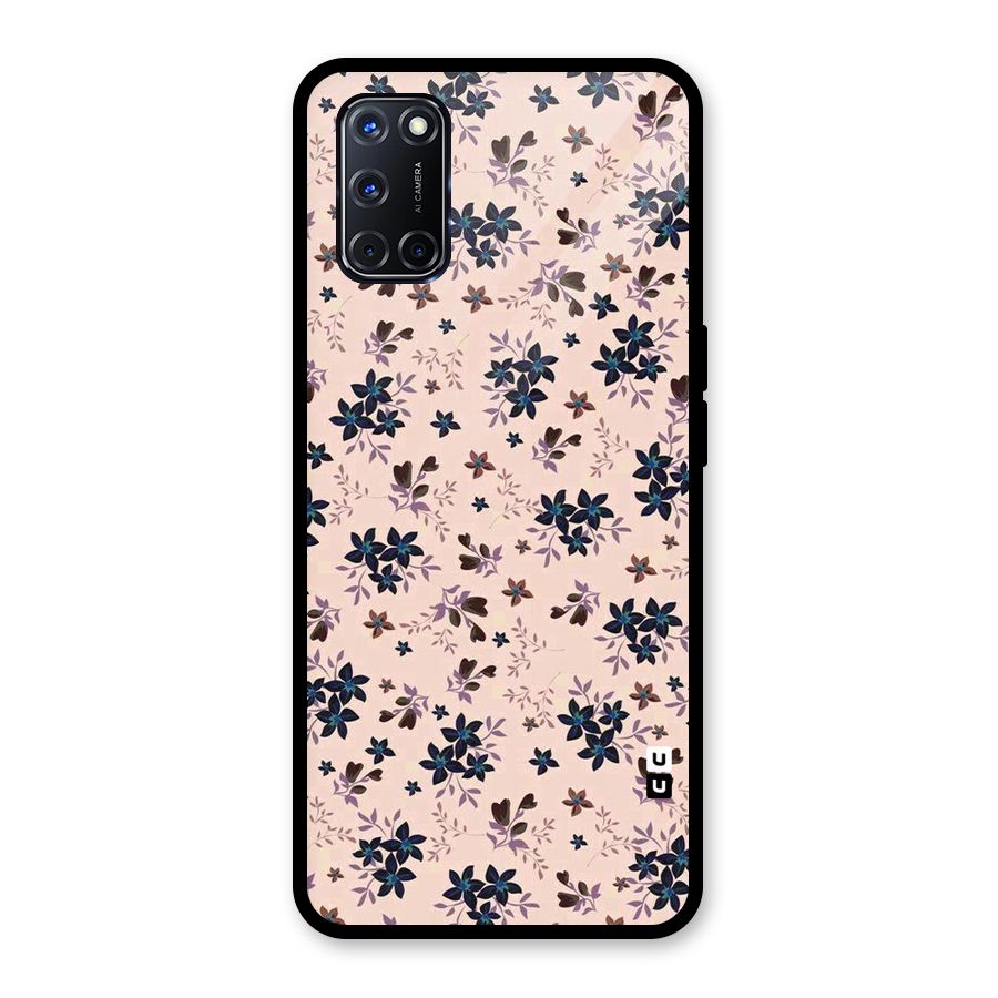 Blue Peach Floral Glass Back Case for Oppo A52