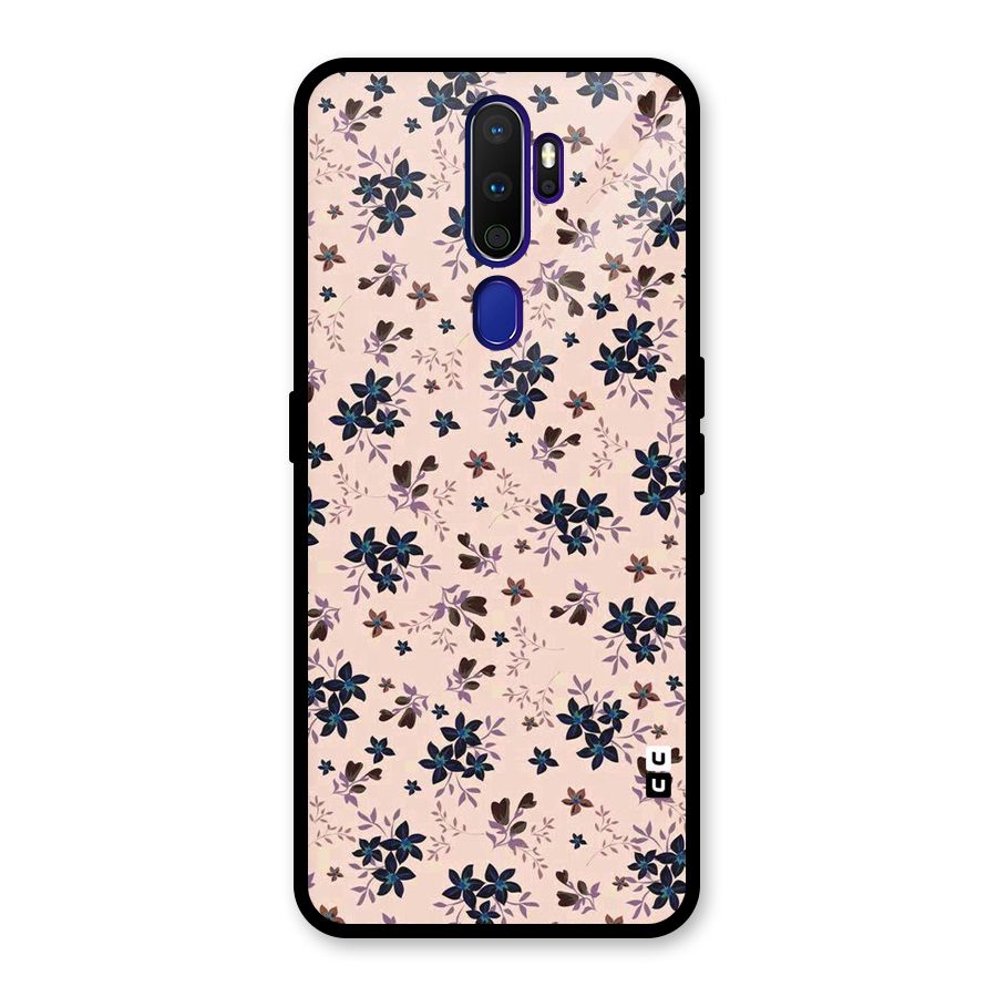 Blue Peach Floral Glass Back Case for Oppo A9 (2020)