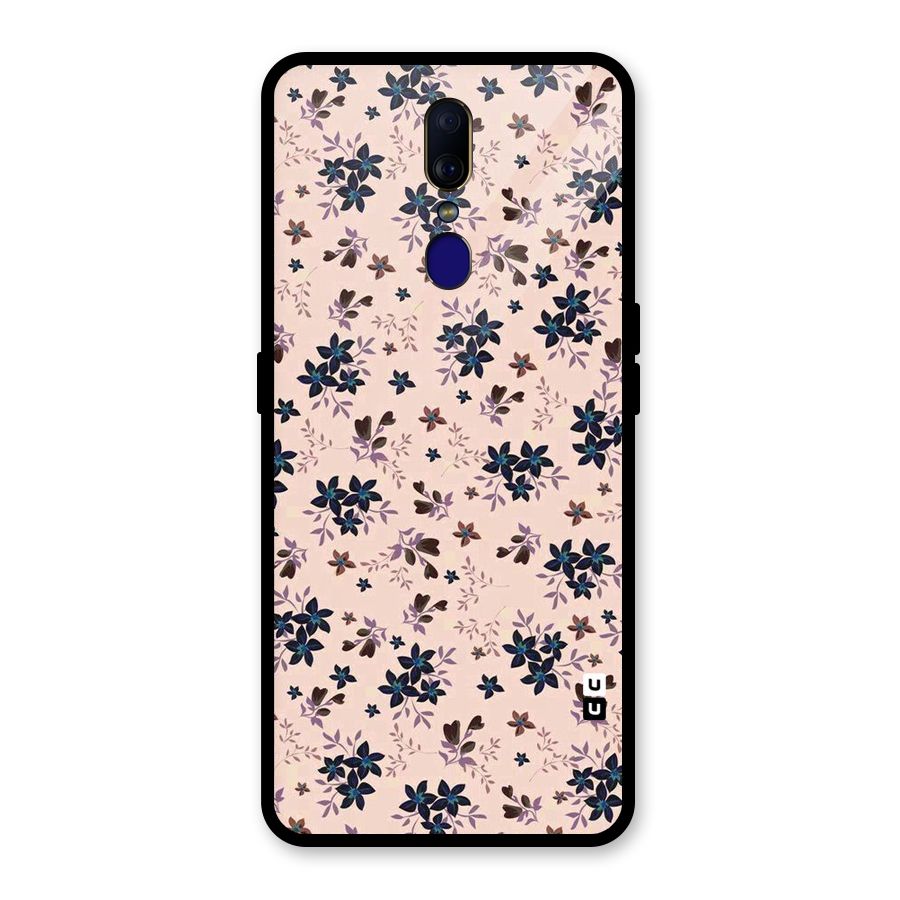 Blue Peach Floral Glass Back Case for Oppo F11