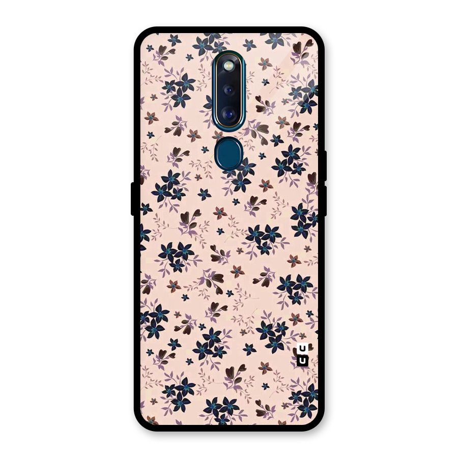 Blue Peach Floral Glass Back Case for Oppo F11 Pro