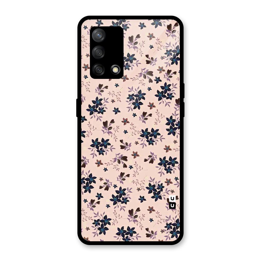 Blue Peach Floral Glass Back Case for Oppo F19