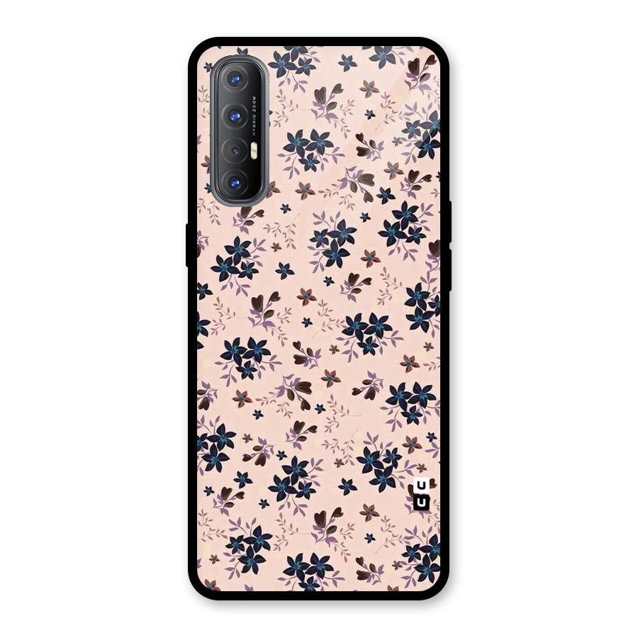 Blue Peach Floral Glass Back Case for Oppo Reno3 Pro