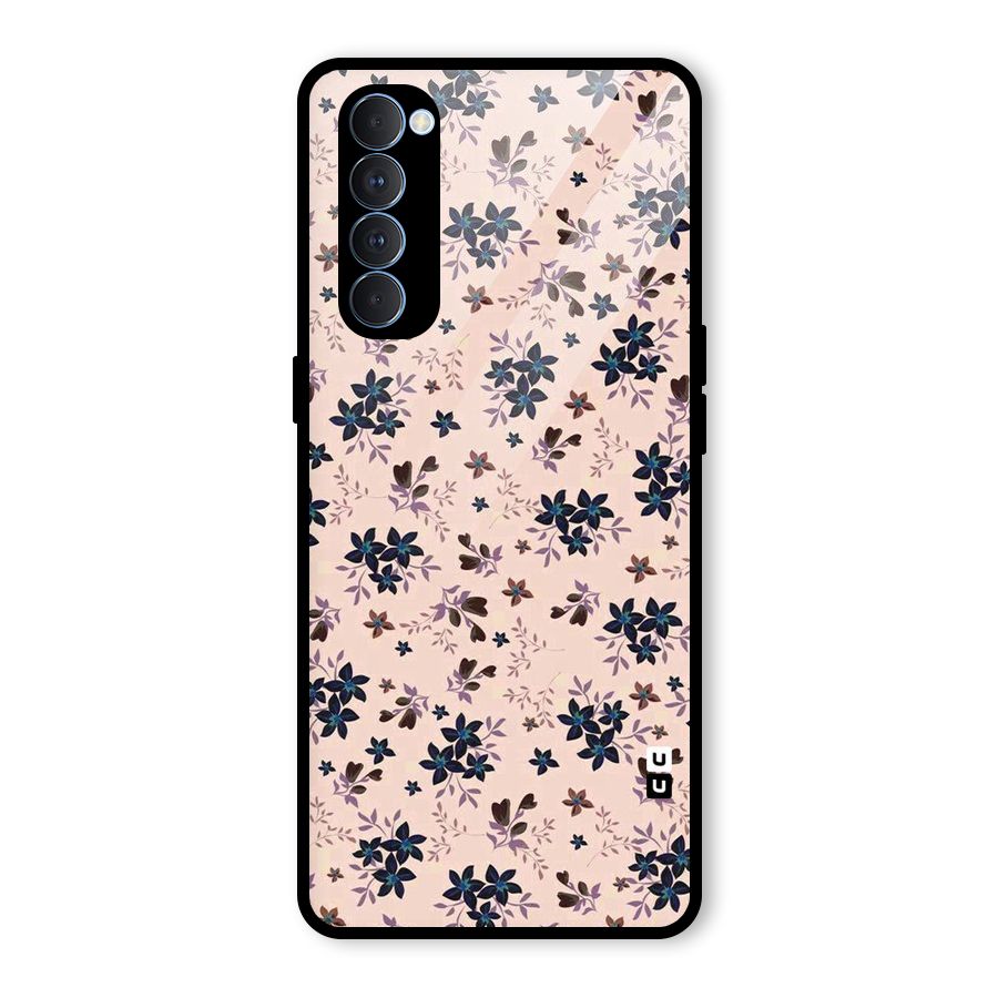 Blue Peach Floral Glass Back Case for Oppo Reno4 Pro