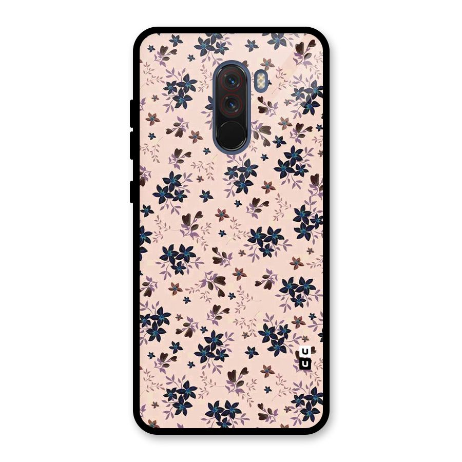 Blue Peach Floral Glass Back Case for Poco F1