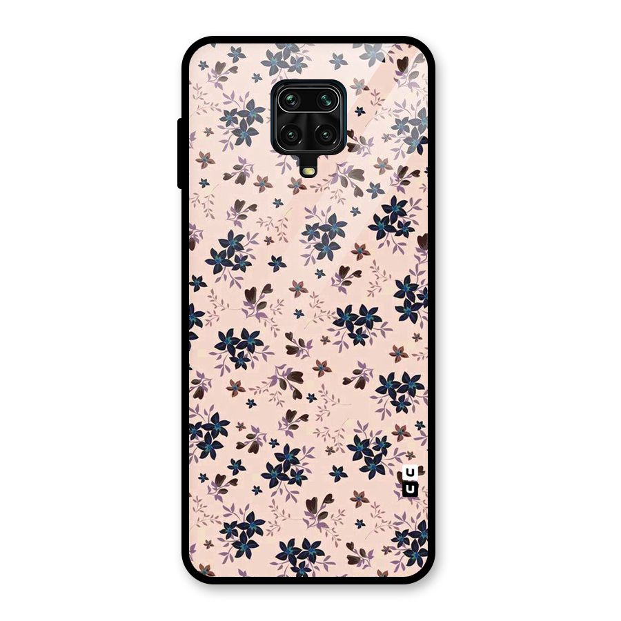 Blue Peach Floral Glass Back Case for Poco M2 Pro