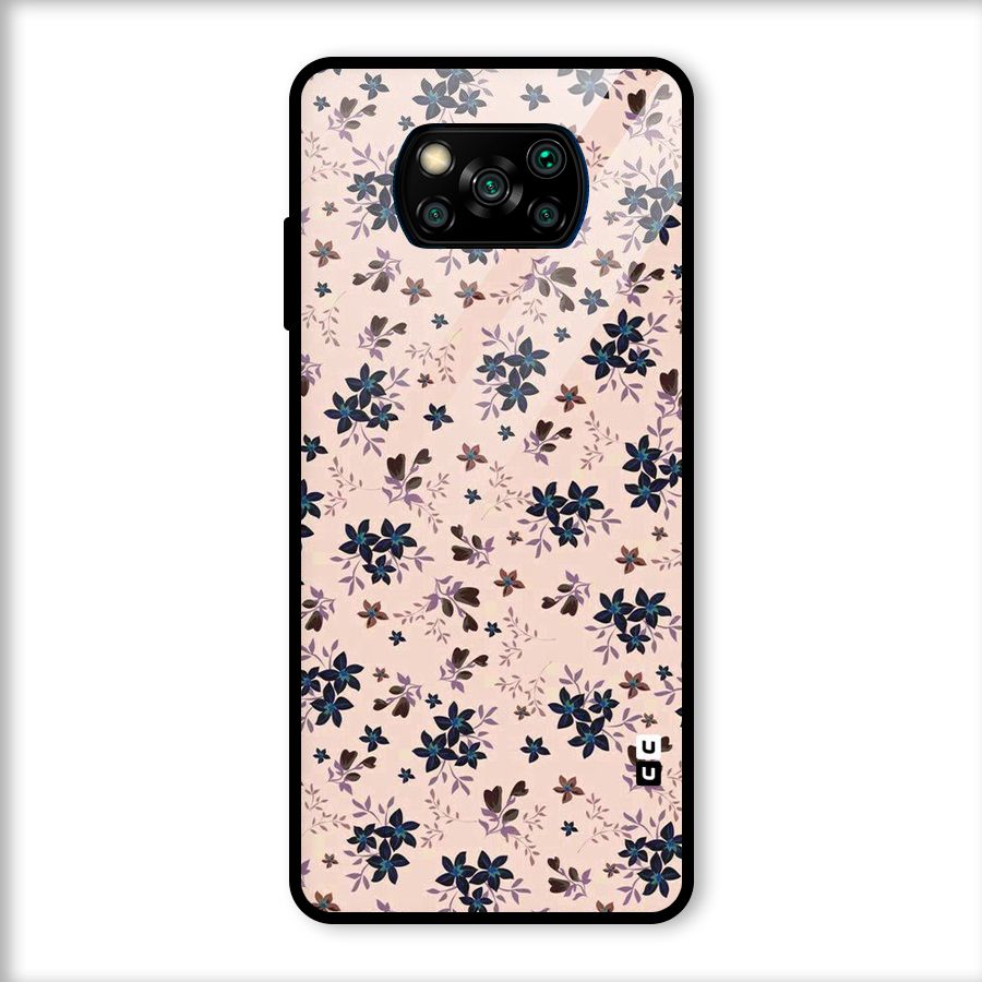 Blue Peach Floral Glass Back Case for Poco X3