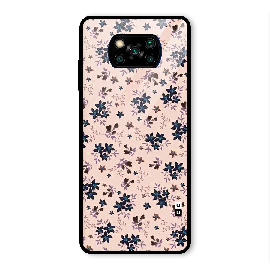 Blue Peach Floral Glass Back Case for Poco X3 Pro