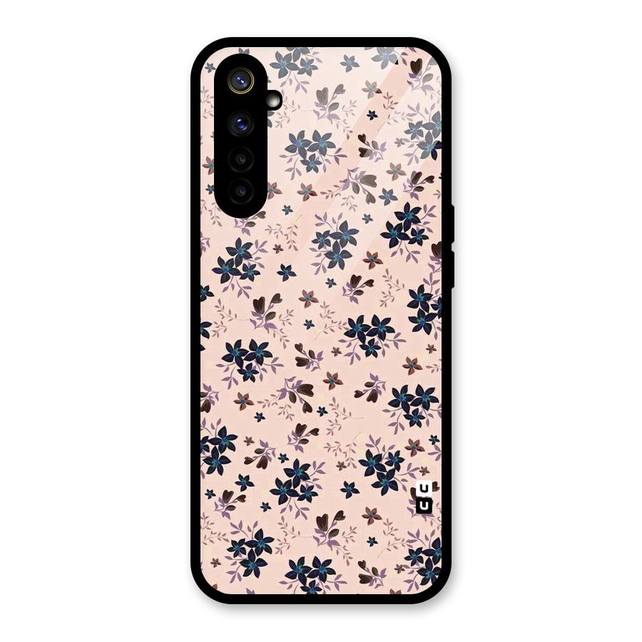 Blue Peach Floral Glass Back Case for Realme 6