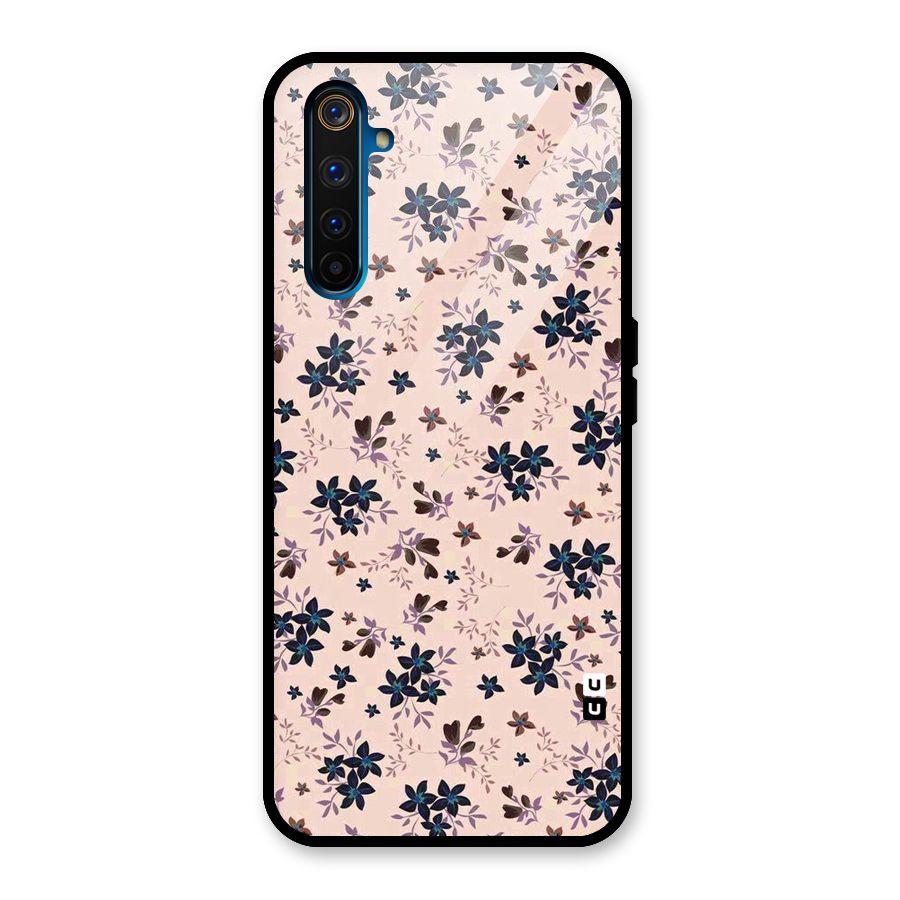 Blue Peach Floral Glass Back Case for Realme 6 Pro