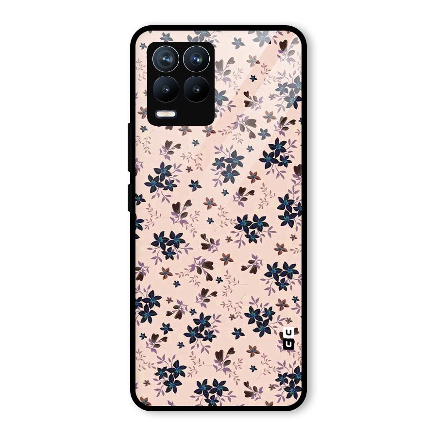 Blue Peach Floral Glass Back Case for Realme 8 Pro