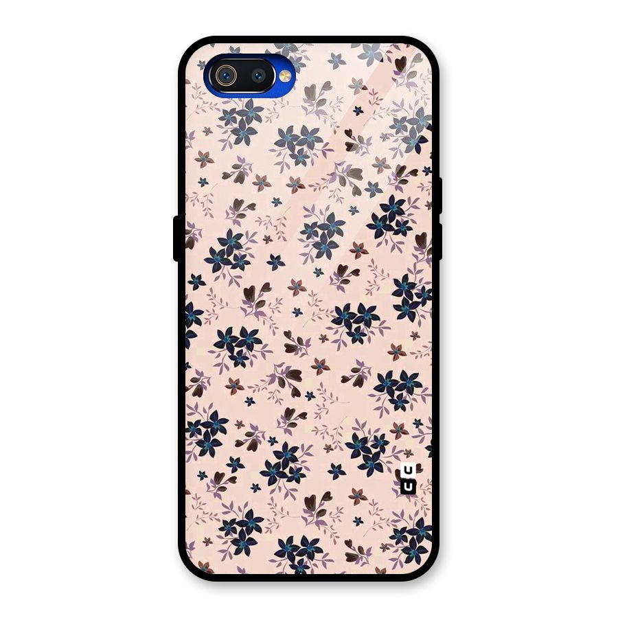 Blue Peach Floral Glass Back Case for Realme C2